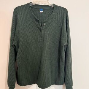 Old Navy Waffle Knit Henley Long Sleeve
Top - Forest Green - Women's Size L